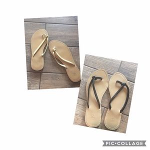 2 PAIR SAKS LEATHER THONG SIZE 7 LIKE NEW